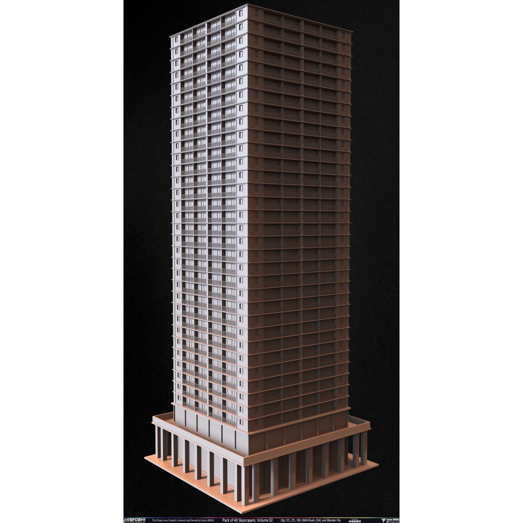 Pack of 40 Skyscrapers 3D Model – Low Poly Cityscape Asset, Blender, OBJ - View 38