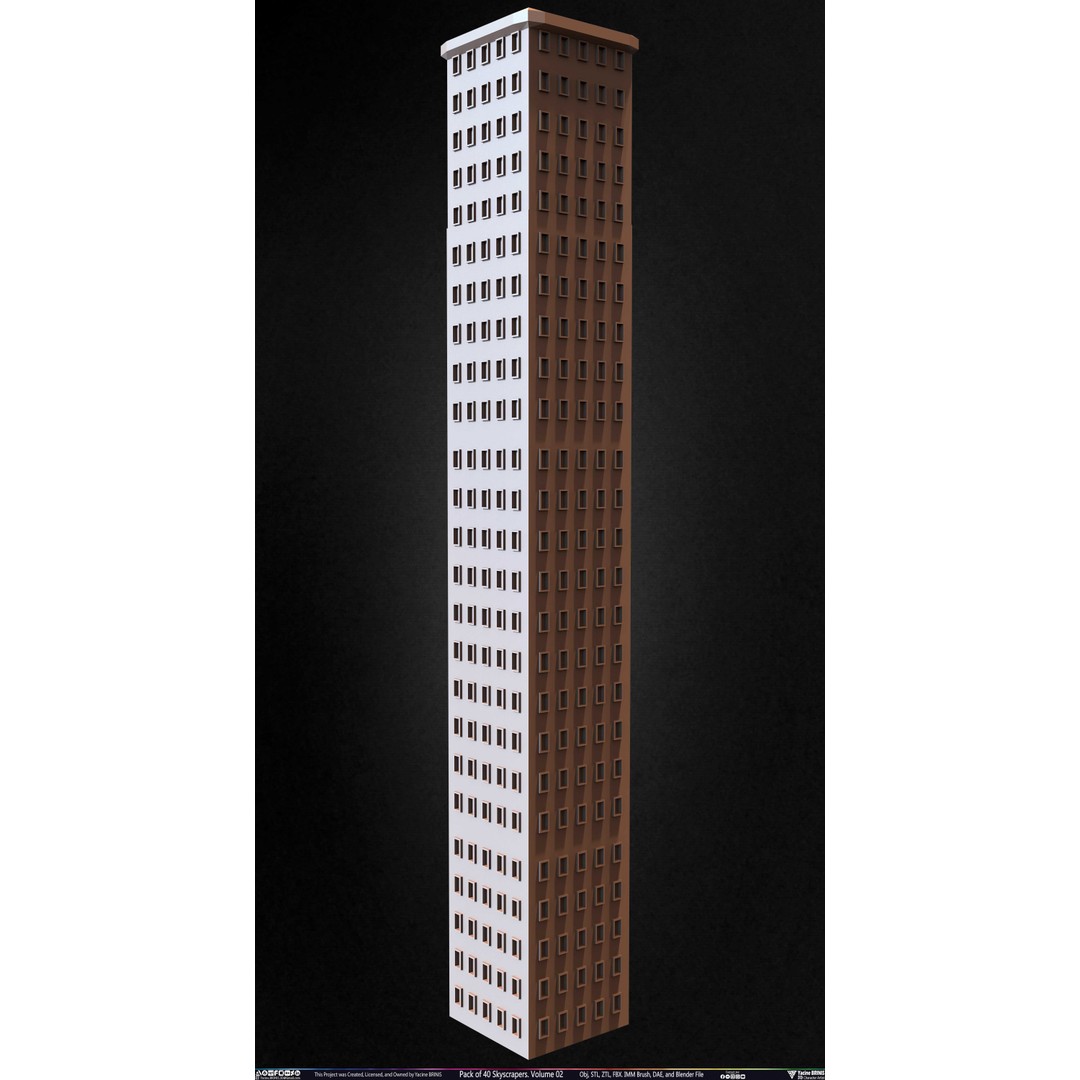 Pack of 40 Skyscrapers 3D Model – Low Poly Cityscape Asset, Blender, OBJ - View 40