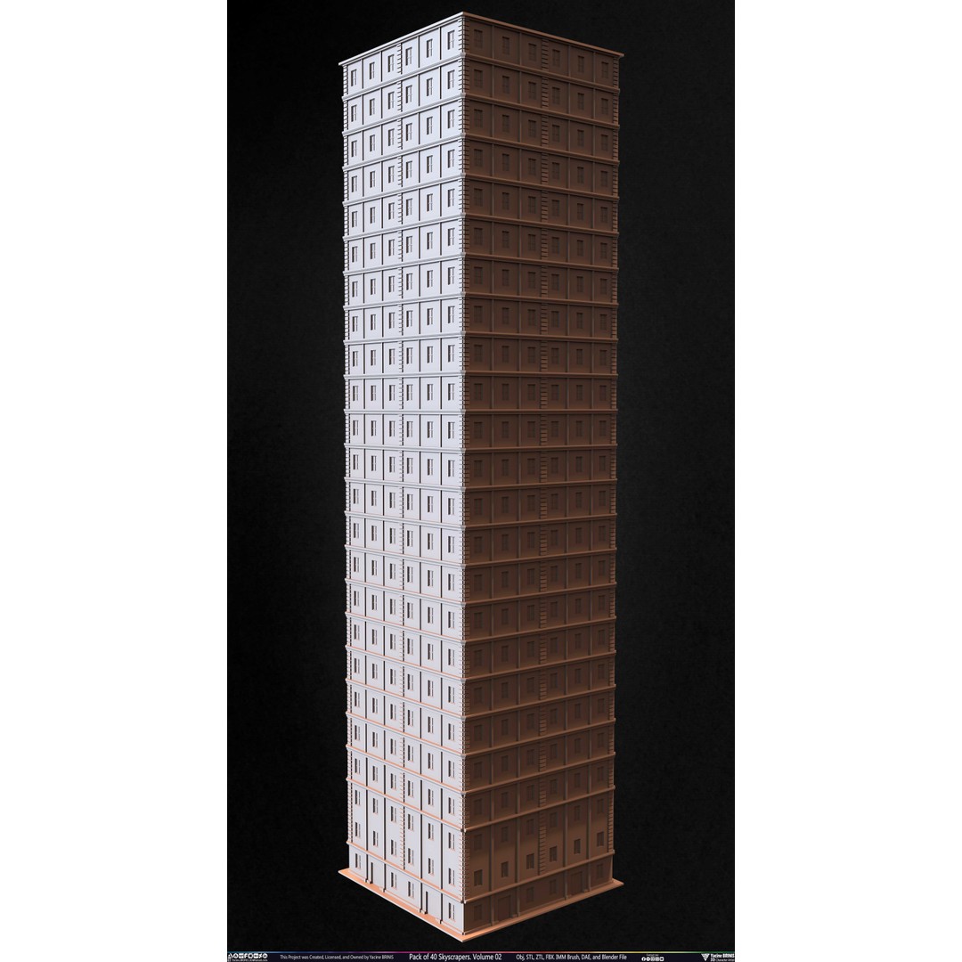 Pack of 40 Skyscrapers 3D Model – Low Poly Cityscape Asset, Blender, OBJ - View 41