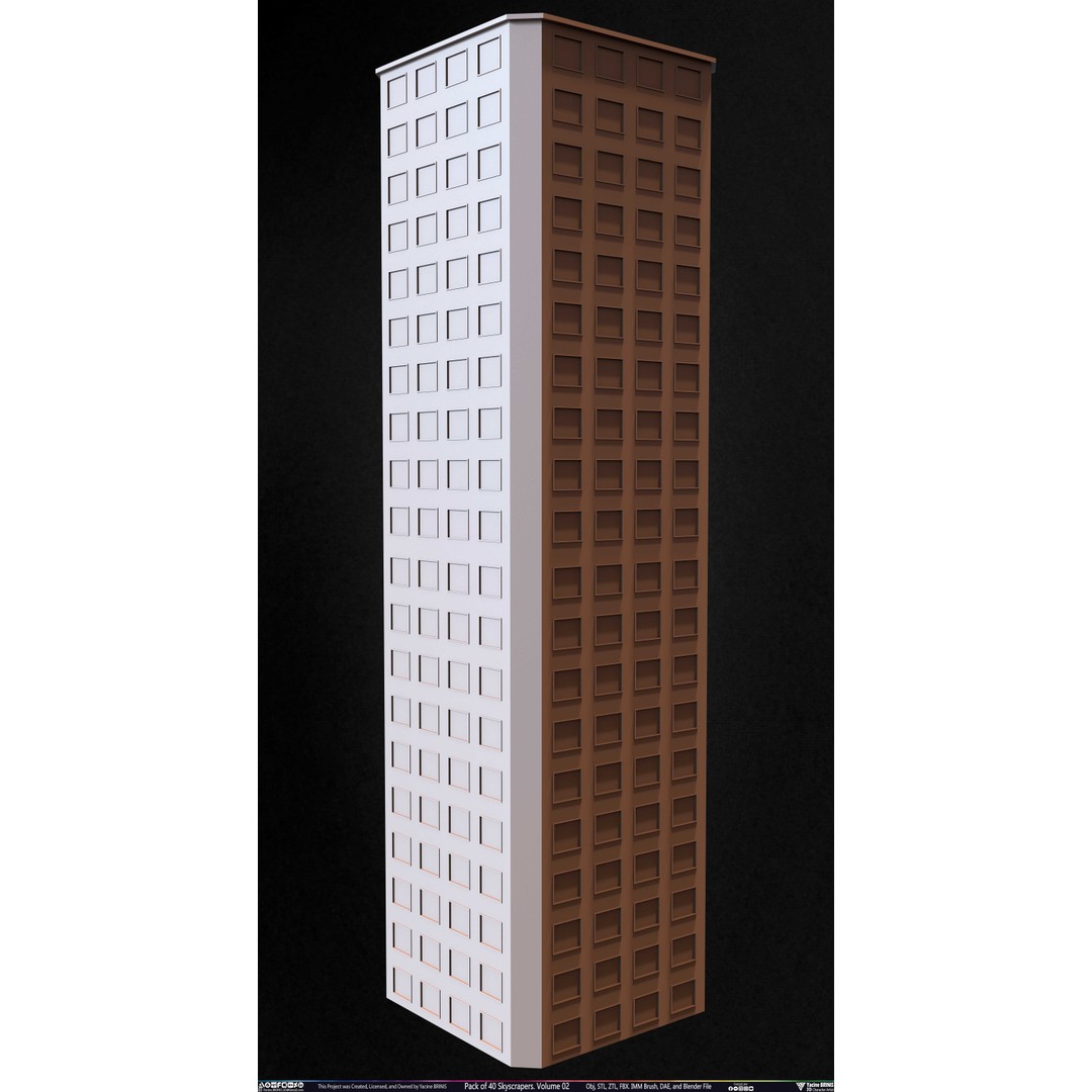 Pack of 40 Skyscrapers 3D Model – Low Poly Cityscape Asset, Blender, OBJ - View 44