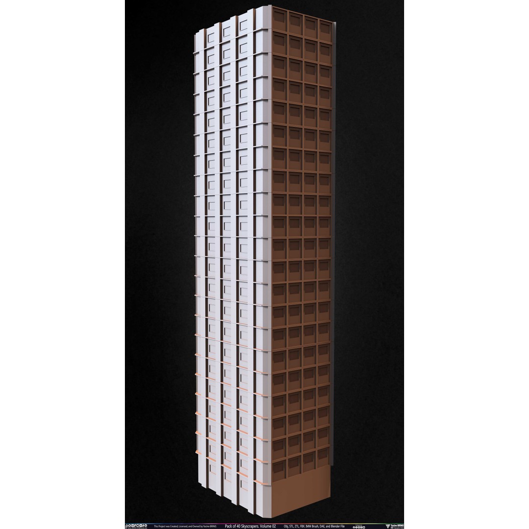 Pack of 40 Skyscrapers 3D Model – Low Poly Cityscape Asset, Blender, OBJ - View 45