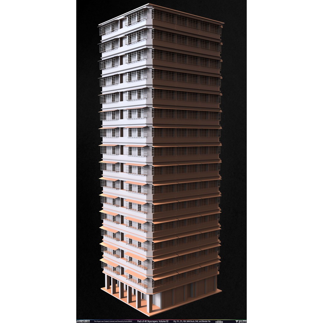 Pack of 40 Skyscrapers 3D Model – Low Poly Cityscape Asset, Blender, OBJ - View 46