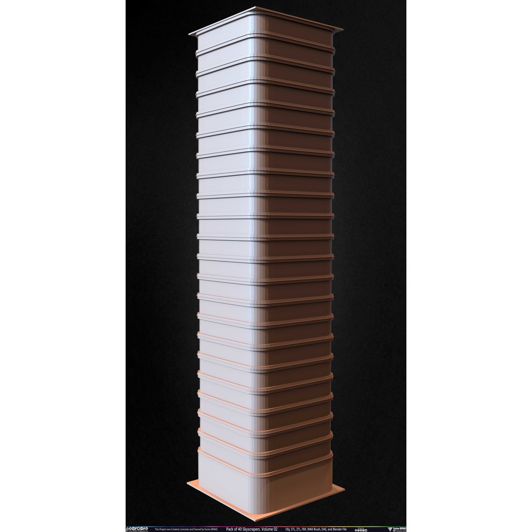 Pack of 40 Skyscrapers 3D Model – Low Poly Cityscape Asset, Blender, OBJ - View 47