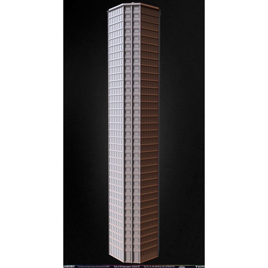 Pack of 40 Skyscrapers 3D Model – Low Poly Cityscape Asset, Blender, OBJ - View 48