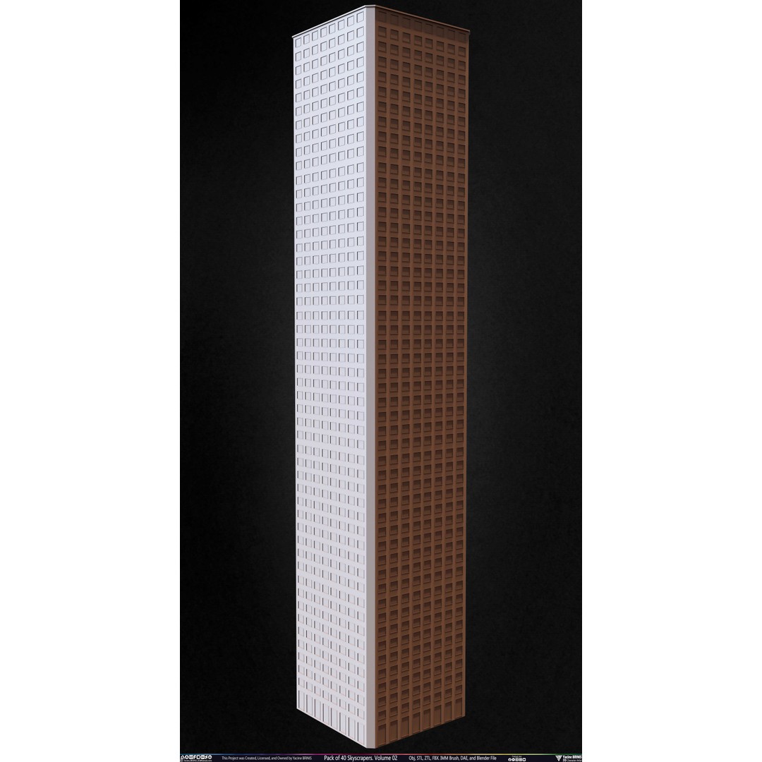 Pack of 40 Skyscrapers 3D Model – Low Poly Cityscape Asset, Blender, OBJ - View 49