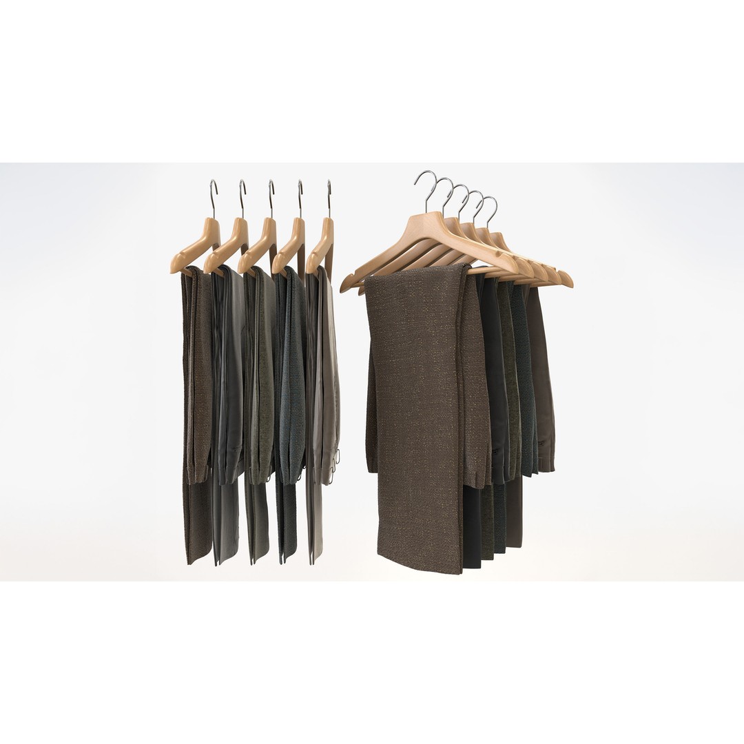 Business Mens Clothing 3D Model Set – Hanging & Folded, PBR, Blender, FBX - View 11