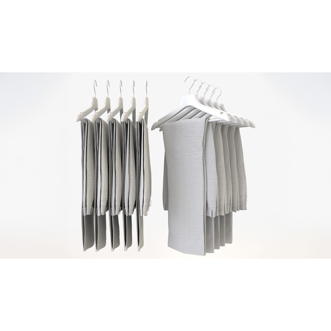 Business Mens Clothing 3D Model Set – Hanging & Folded, PBR, Blender, FBX - View 12