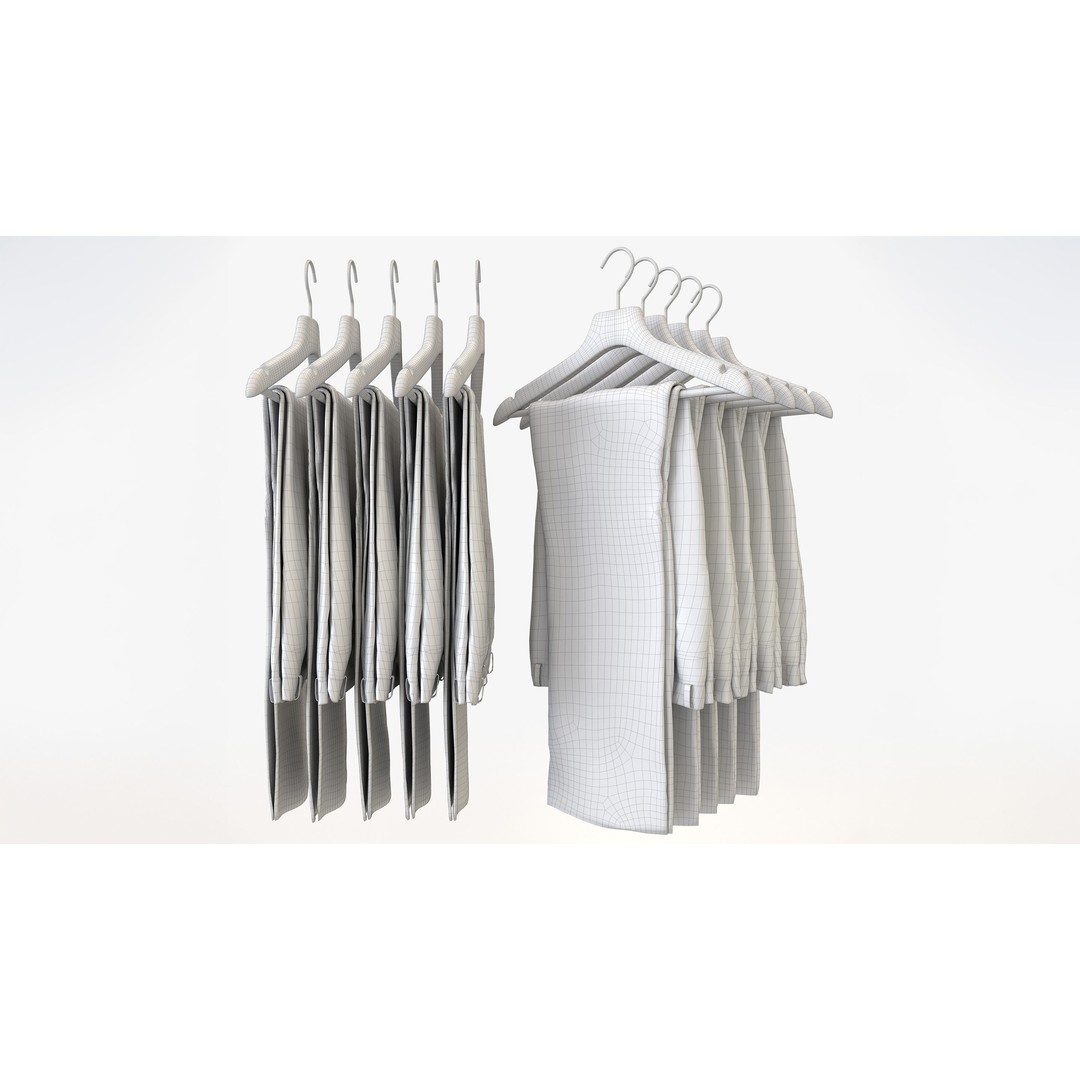 Business Mens Clothing 3D Model Set – Hanging & Folded, PBR, Blender, FBX - View 13