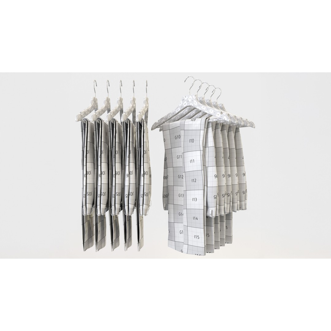Business Mens Clothing 3D Model Set – Hanging & Folded, PBR, Blender, FBX - View 14