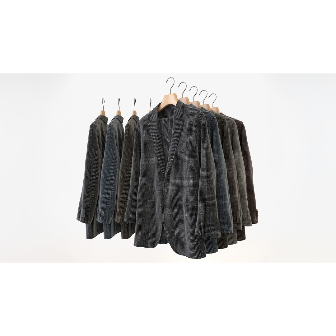 Business Mens Clothing 3D Model Set – Hanging & Folded, PBR, Blender, FBX - View 19