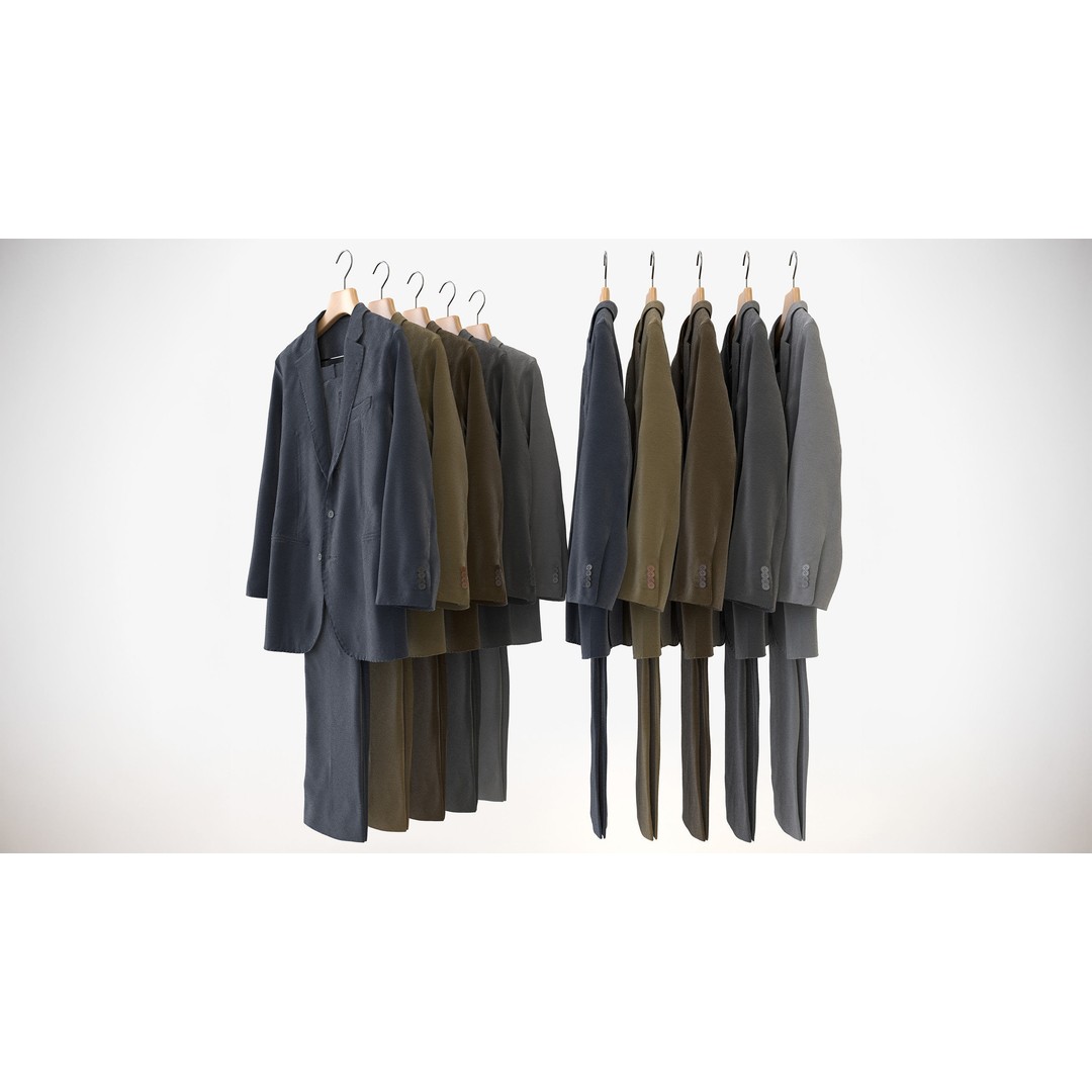 Business Mens Clothing 3D Model Set – Hanging & Folded, PBR, Blender, FBX - View 27