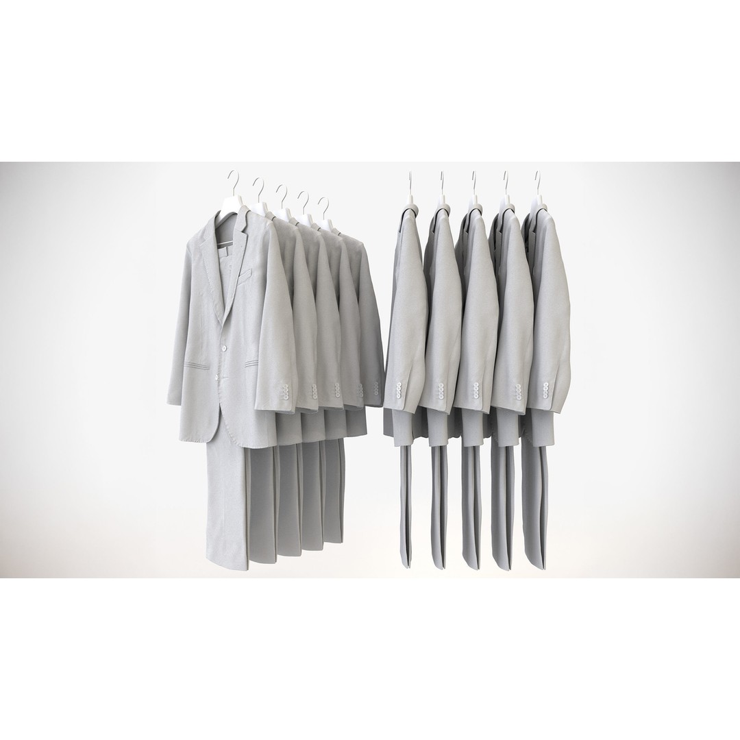 Business Mens Clothing 3D Model Set – Hanging & Folded, PBR, Blender, FBX - View 28