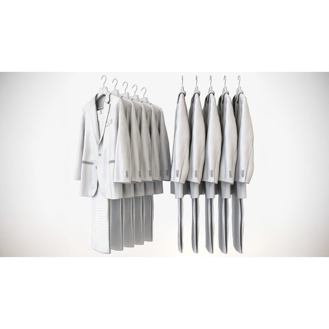 Business Mens Clothing 3D Model Set – Hanging & Folded, PBR, Blender, FBX - View 29