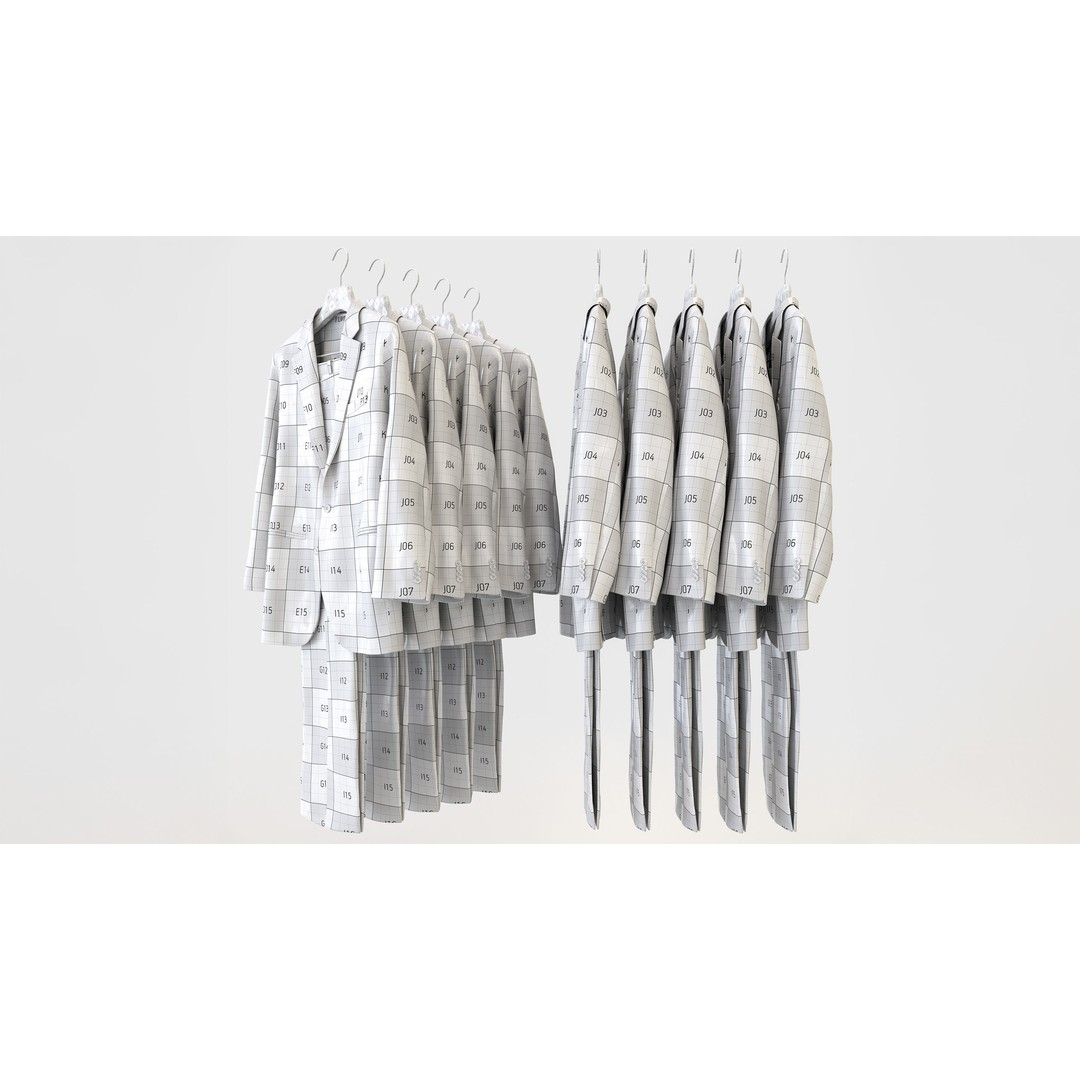 Business Mens Clothing 3D Model Set – Hanging & Folded, PBR, Blender, FBX - View 30
