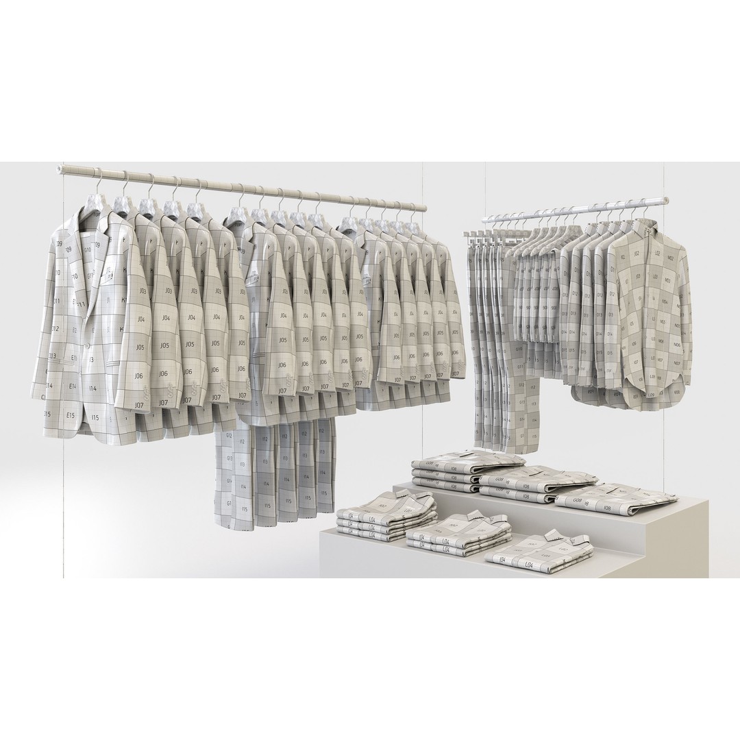Business Mens Clothing 3D Model Set – Hanging & Folded, PBR, Blender, FBX - View 4