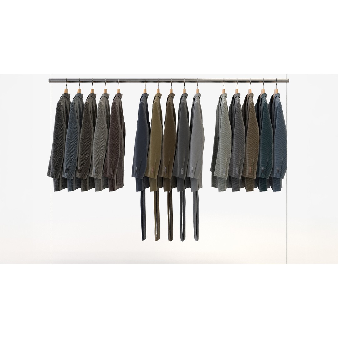 Business Mens Clothing 3D Model Set – Hanging & Folded, PBR, Blender, FBX - View 5