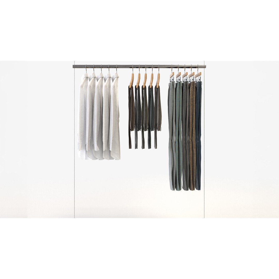 Business Mens Clothing 3D Model Set – Hanging & Folded, PBR, Blender, FBX - View 6