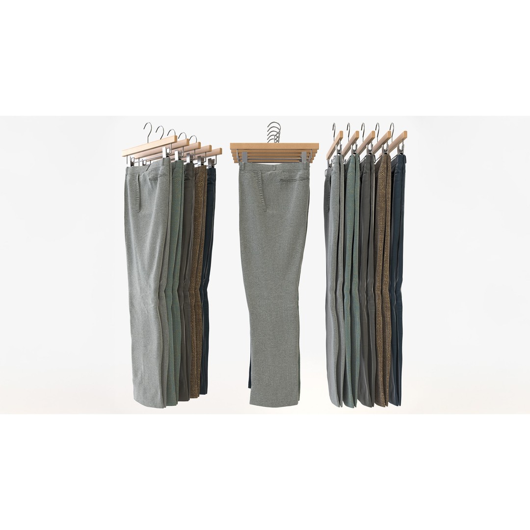 Business Mens Clothing 3D Model Set – Hanging & Folded, PBR, Blender, FBX - View 7