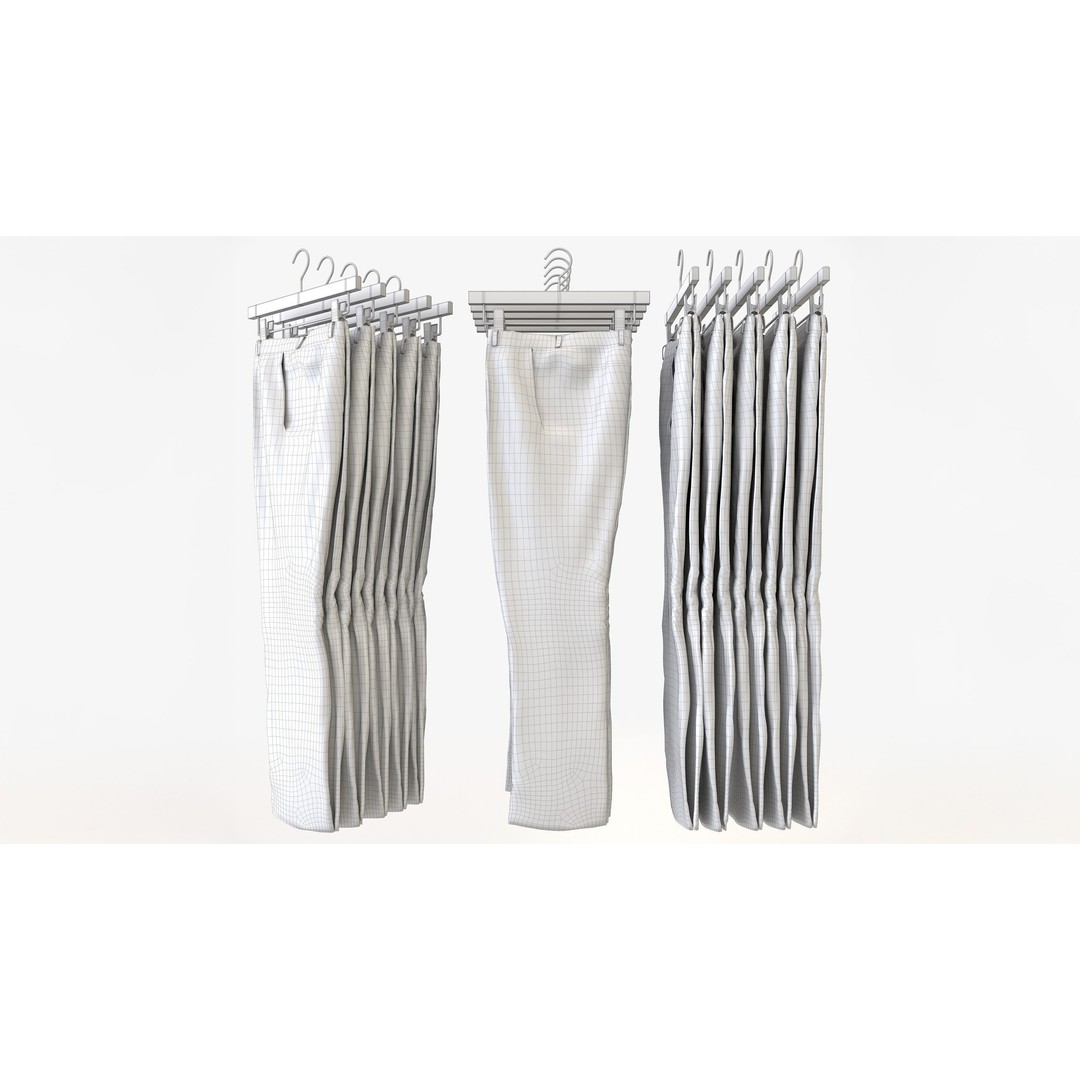 Business Mens Clothing 3D Model Set – Hanging & Folded, PBR, Blender, FBX - View 9