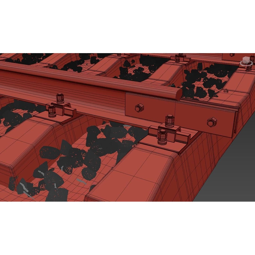 Railroad Train Track 3D Model – PBR Textures, FBX, Vray - View 11