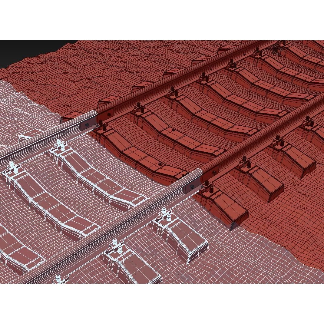 Railroad Train Track 3D Model – PBR Textures, FBX, Vray - View 13