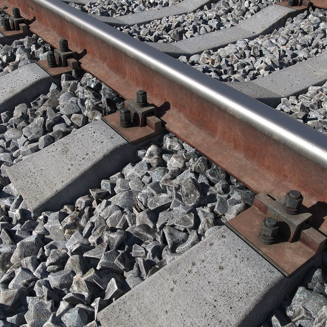 Railroad Train Track 3D Model – PBR Textures, FBX, Vray - View 3