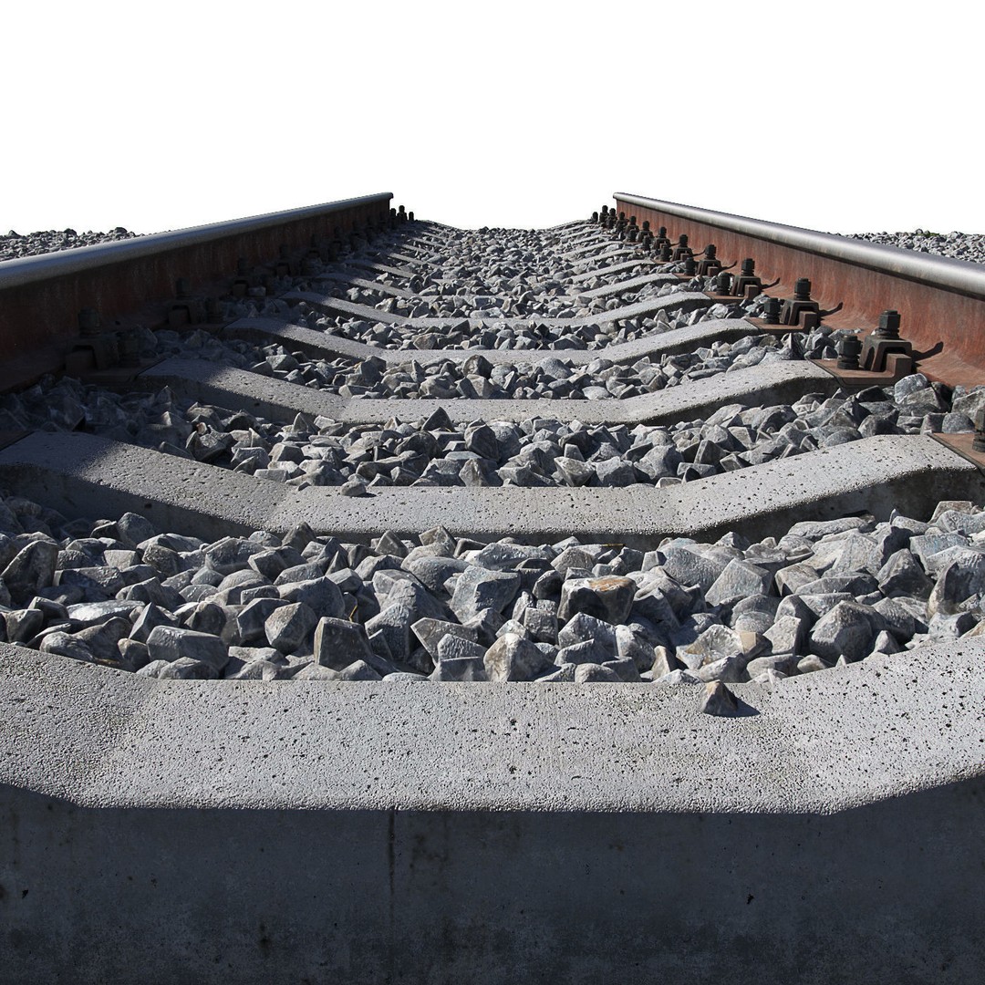 Railroad Train Track 3D Model – PBR Textures, FBX, Vray - View 4