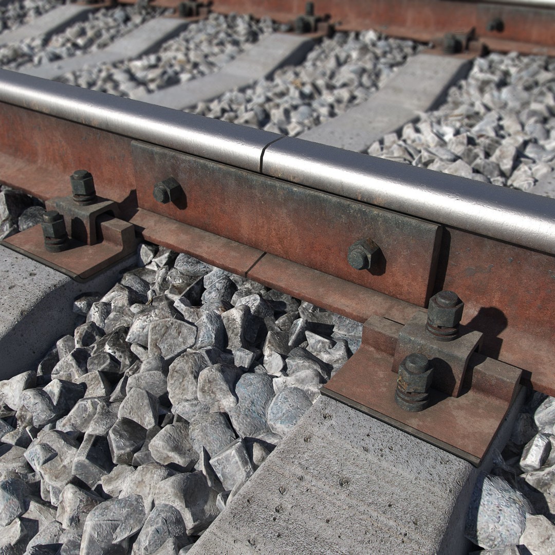 Railroad Train Track 3D Model – PBR Textures, FBX, Vray - View 5