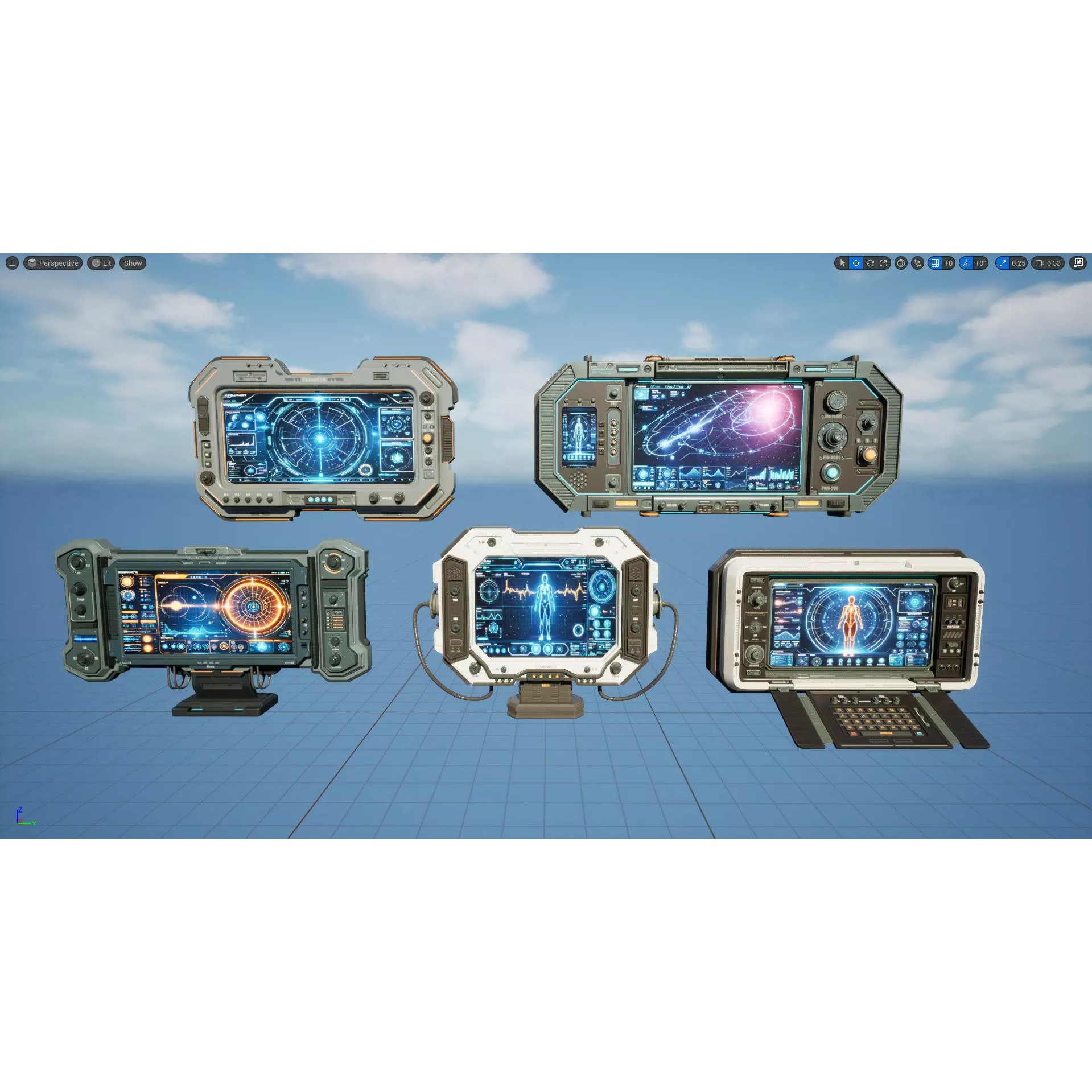 Sci-Fi Monitor Panel - Game-Ready 3D Model