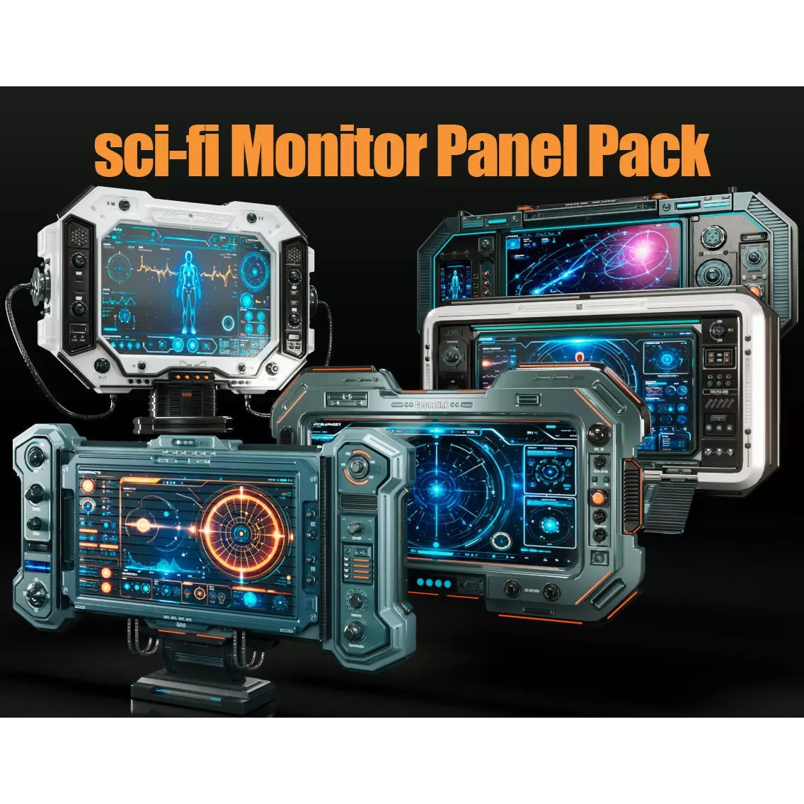 Sci-Fi Monitor Panel - Game-Ready 3D Model - View 2