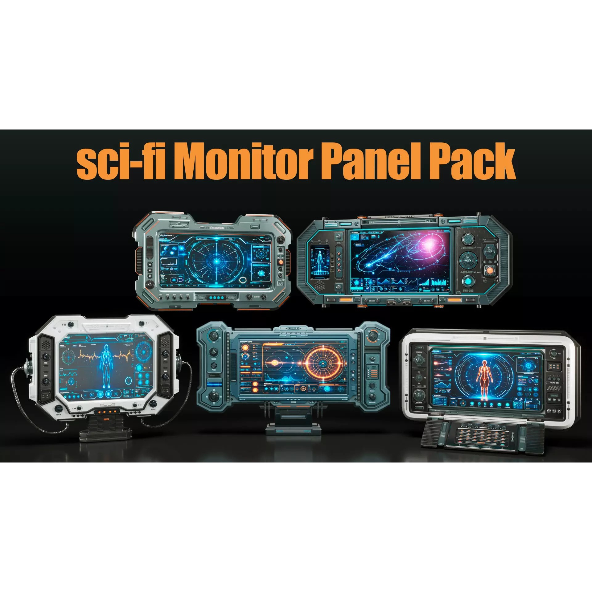 Sci-Fi Monitor Panel - Game-Ready 3D Model - View 3
