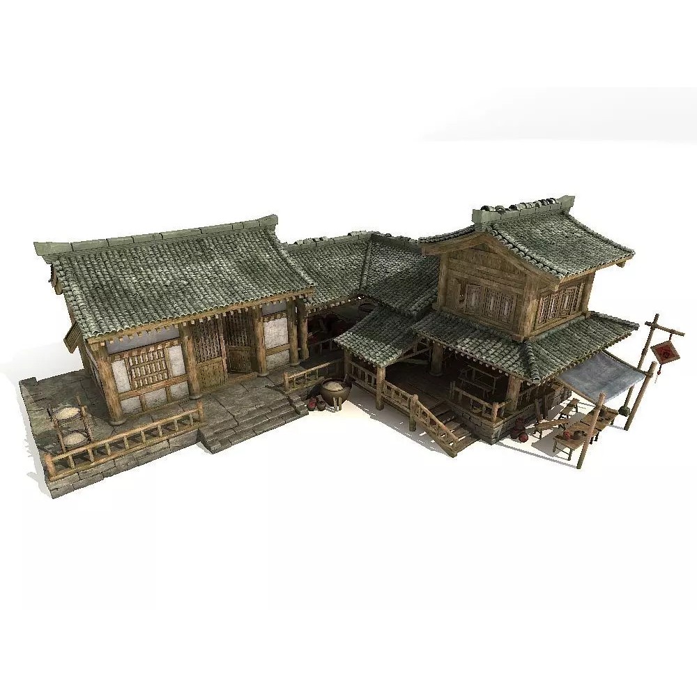 Ancient Chinese Architecture 3D Model – Historic Building with Textures, FBX - View 2