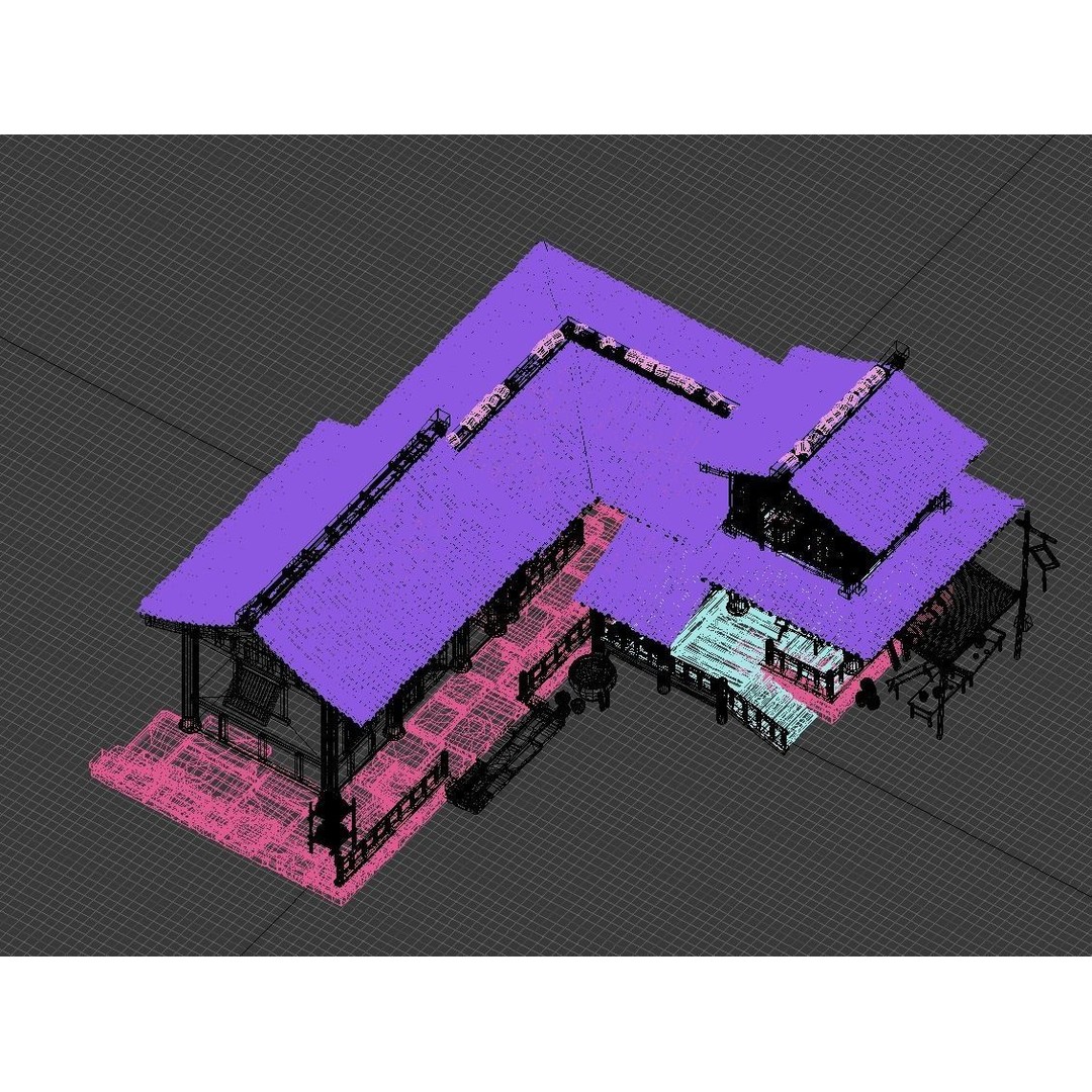 Ancient Chinese Architecture 3D Model – Historic Building with Textures, FBX - View 9