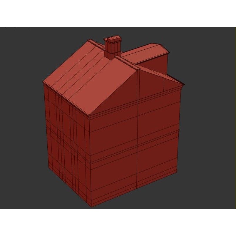 Old Brick Building 3D Model – Architectural Exterior with Textures - View 10