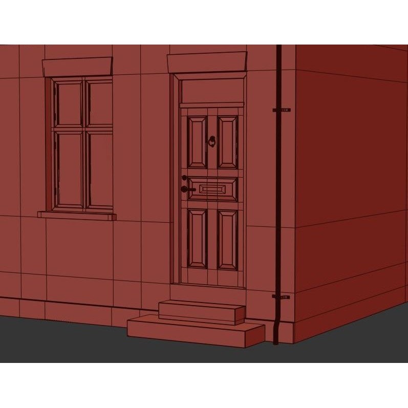 Old Brick Building 3D Model – Architectural Exterior with Textures - View 12