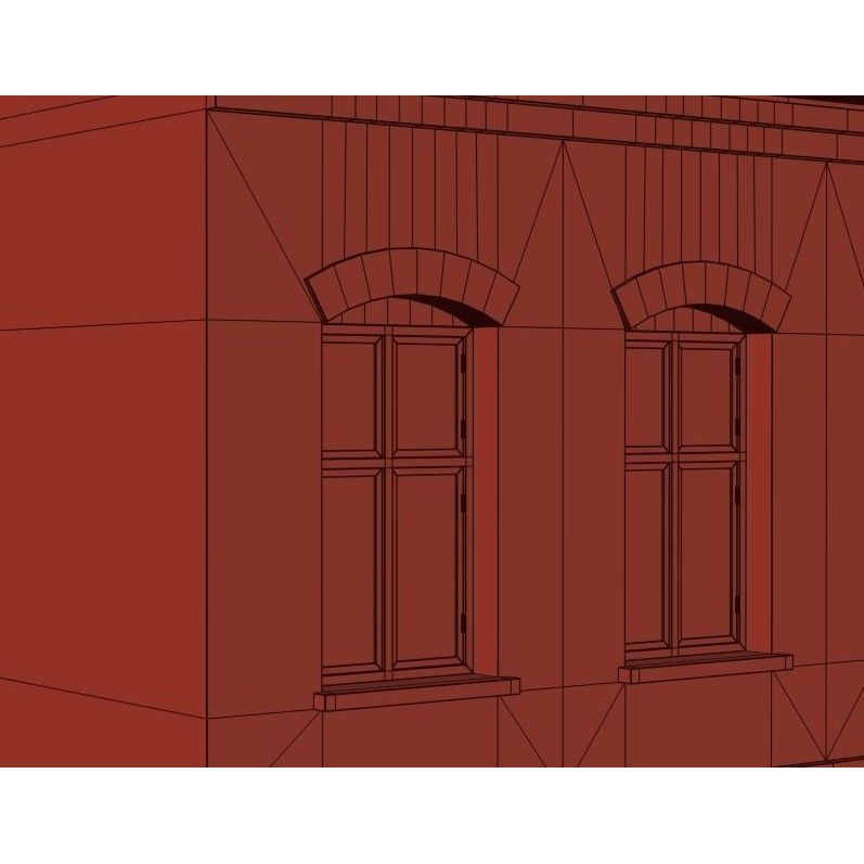 Old Brick Building 3D Model – Architectural Exterior with Textures - View 14