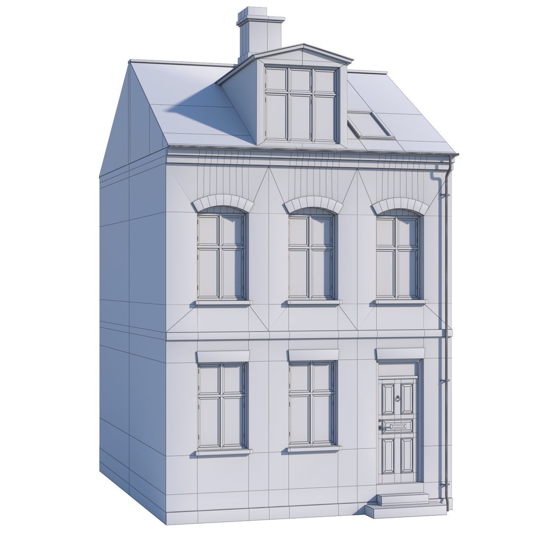 Old Brick Building 3D Model – Architectural Exterior with Textures - View 5