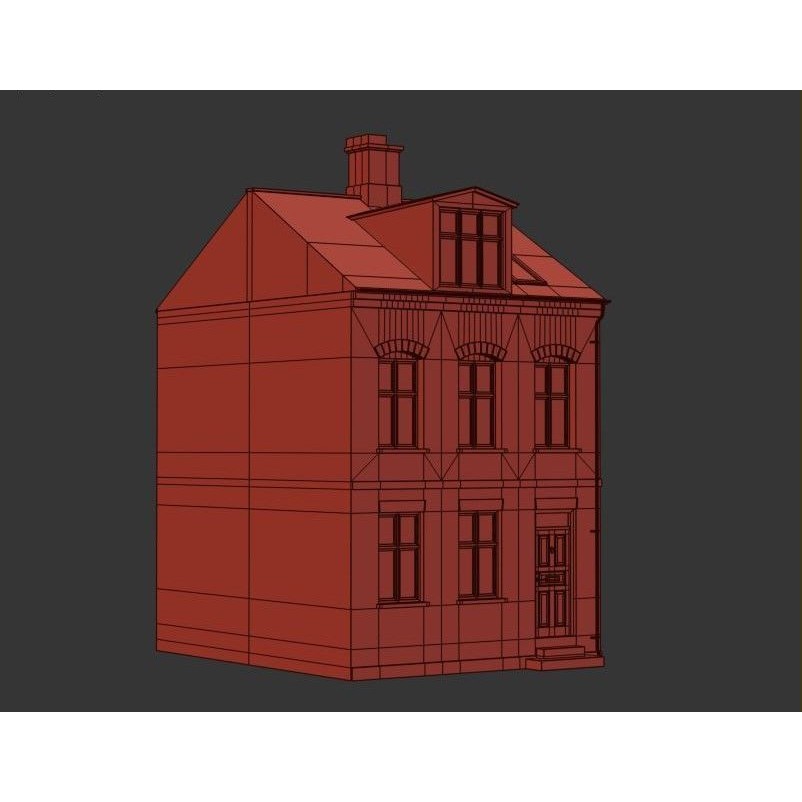 Old Brick Building 3D Model – Architectural Exterior with Textures - View 6