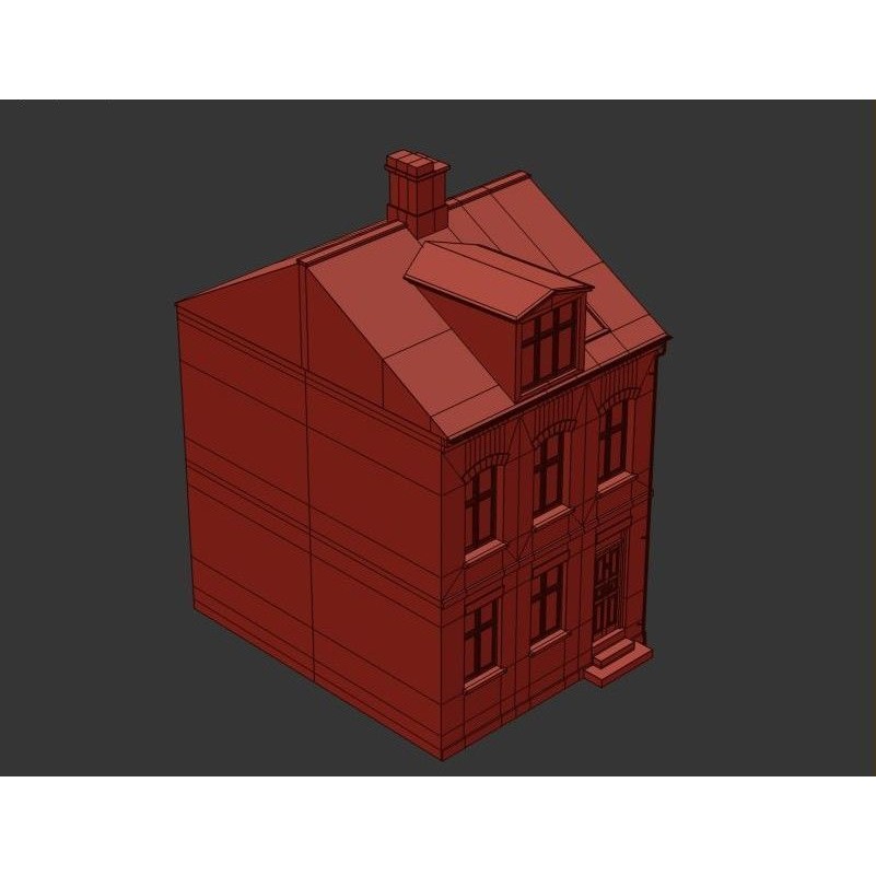 Old Brick Building 3D Model – Architectural Exterior with Textures - View 7
