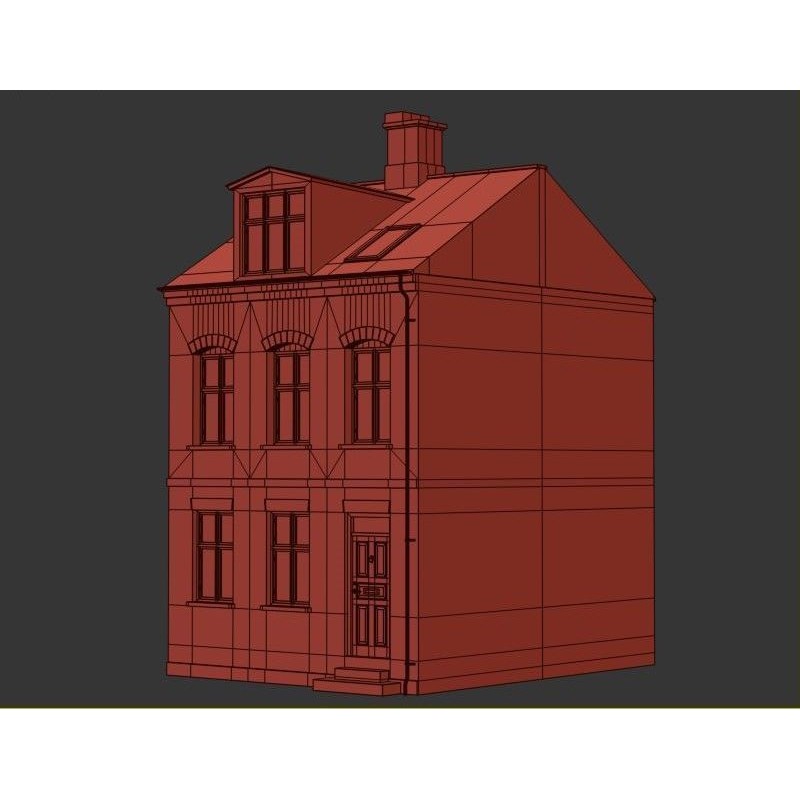 Old Brick Building 3D Model – Architectural Exterior with Textures - View 8