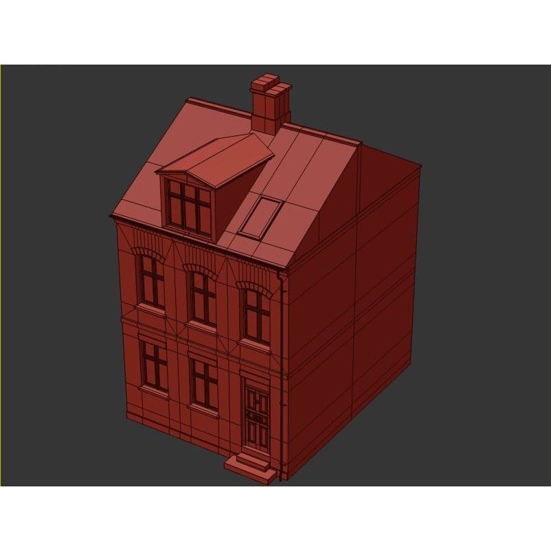 Old Brick Building 3D Model – Architectural Exterior with Textures - View 9