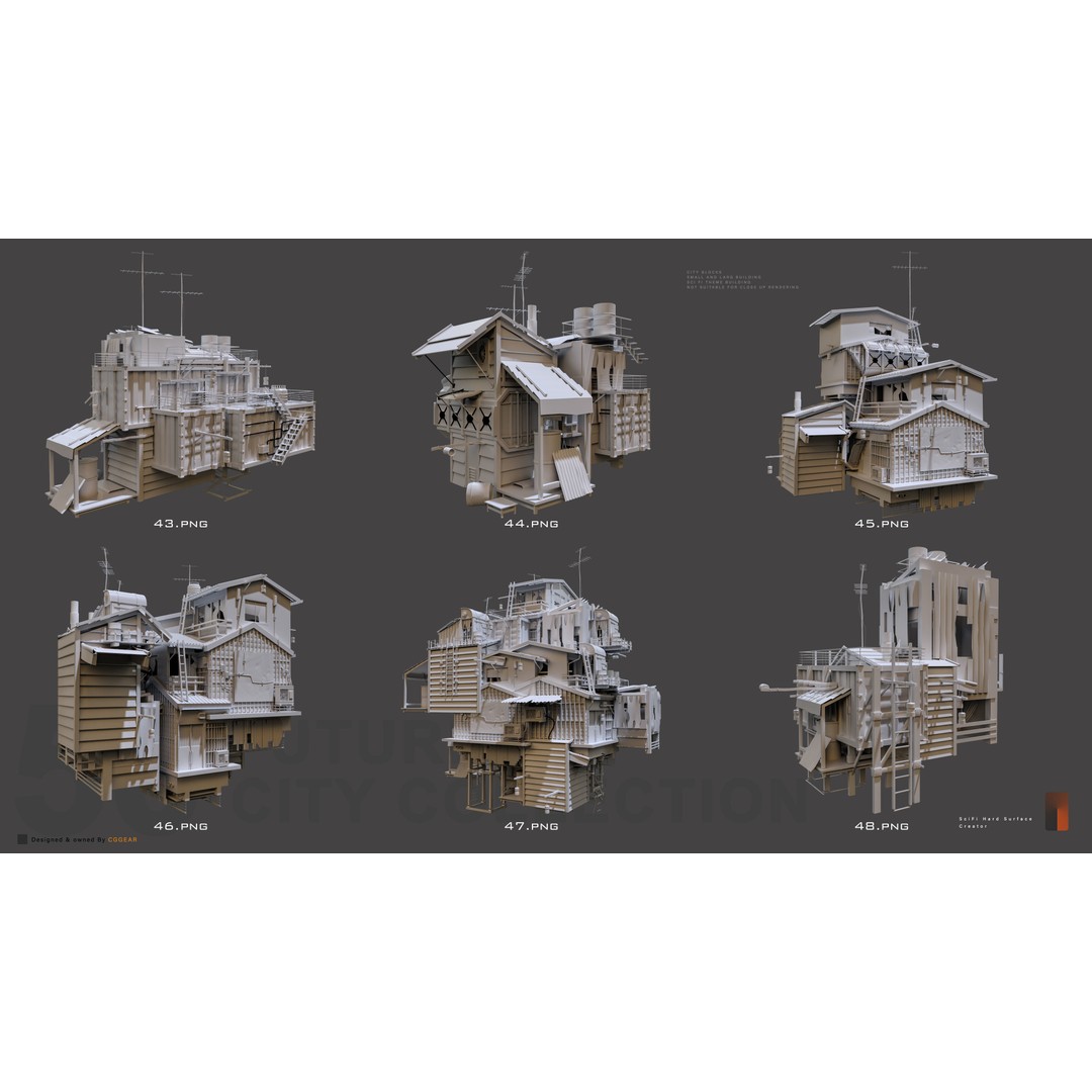 Post-Apocalyptic Building 3D Model – Industrial Cityscape, FBX - View 10