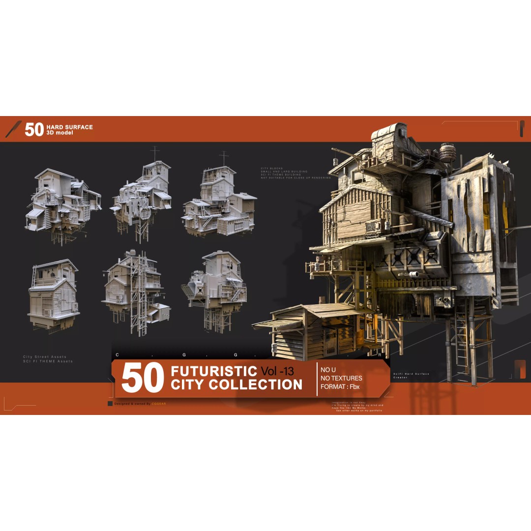 Post-Apocalyptic Building 3D Model – Industrial Cityscape, FBX - View 2
