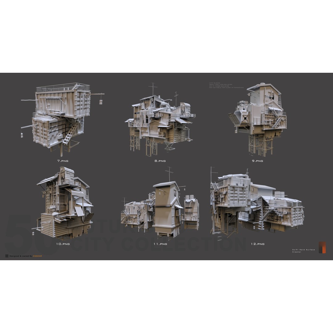 Post-Apocalyptic Building 3D Model – Industrial Cityscape, FBX - View 4