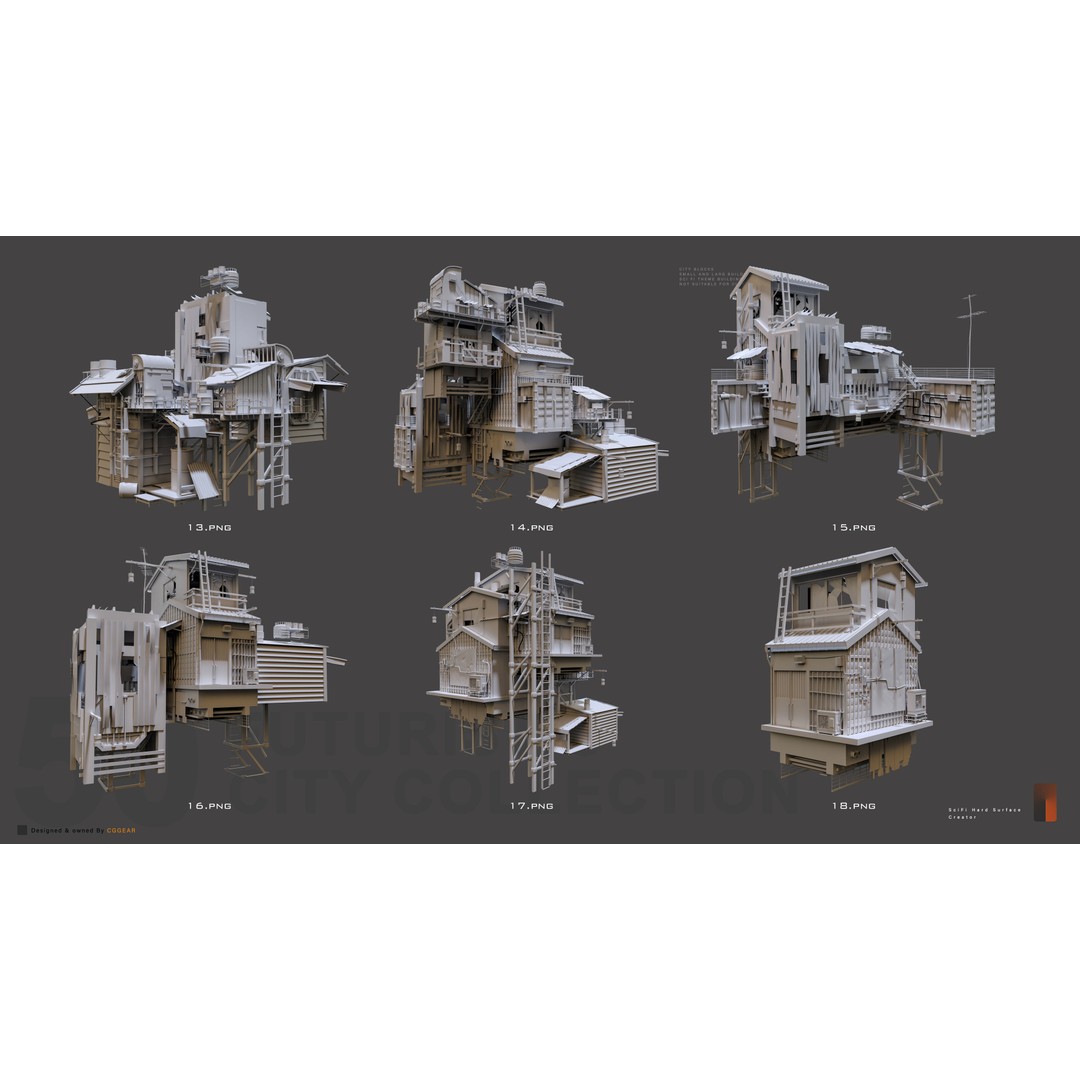 Post-Apocalyptic Building 3D Model – Industrial Cityscape, FBX - View 5
