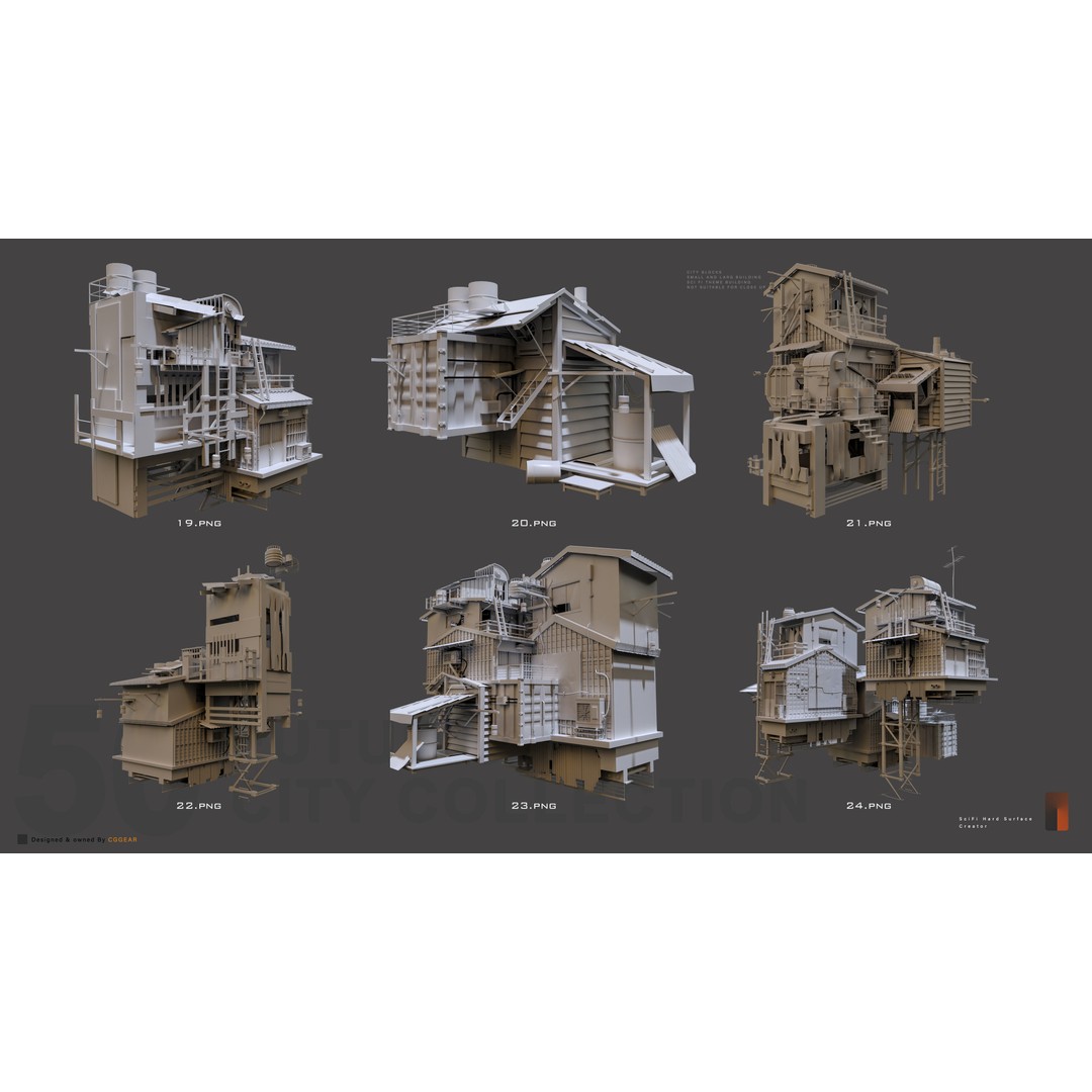 Post-Apocalyptic Building 3D Model – Industrial Cityscape, FBX - View 6
