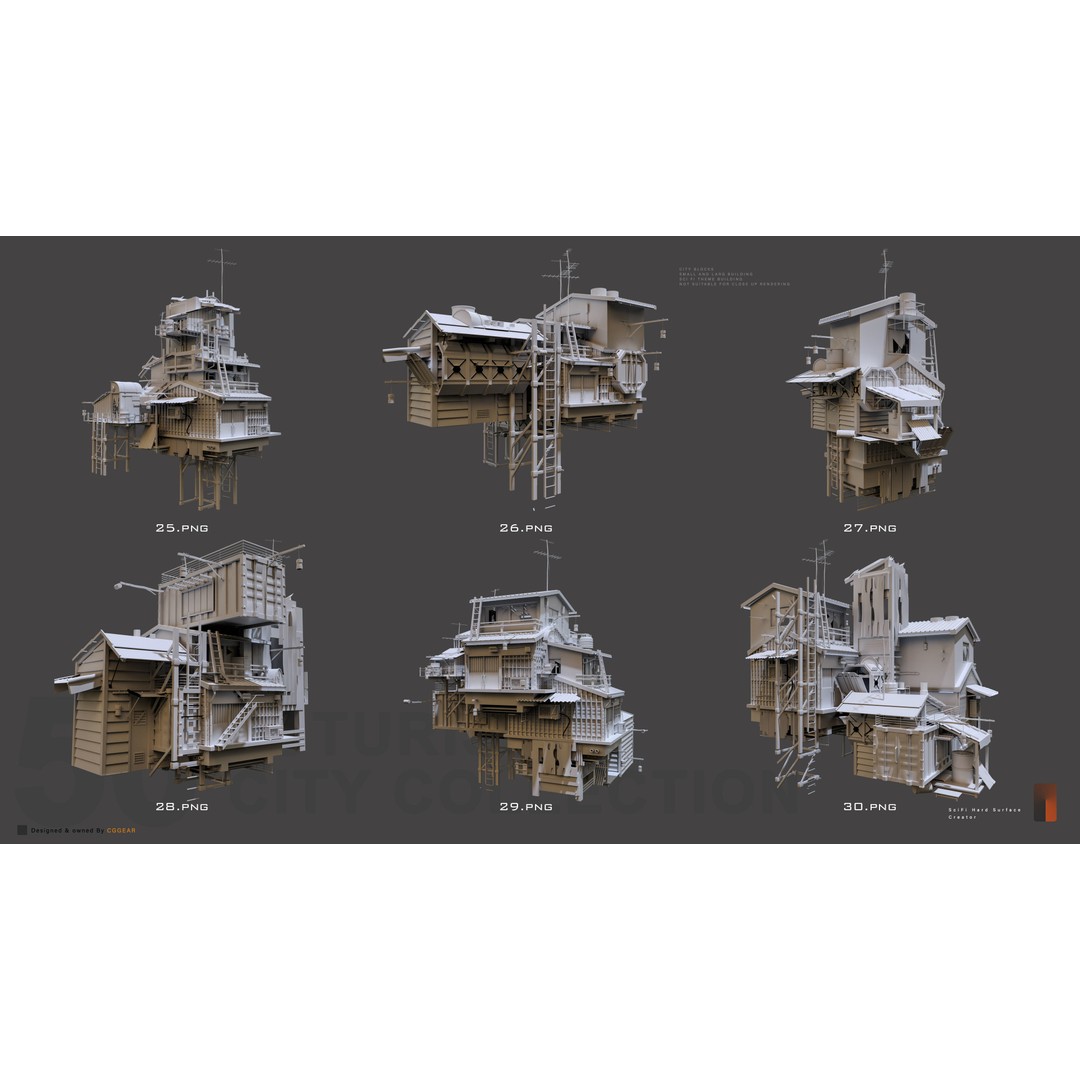 Post-Apocalyptic Building 3D Model – Industrial Cityscape, FBX - View 7