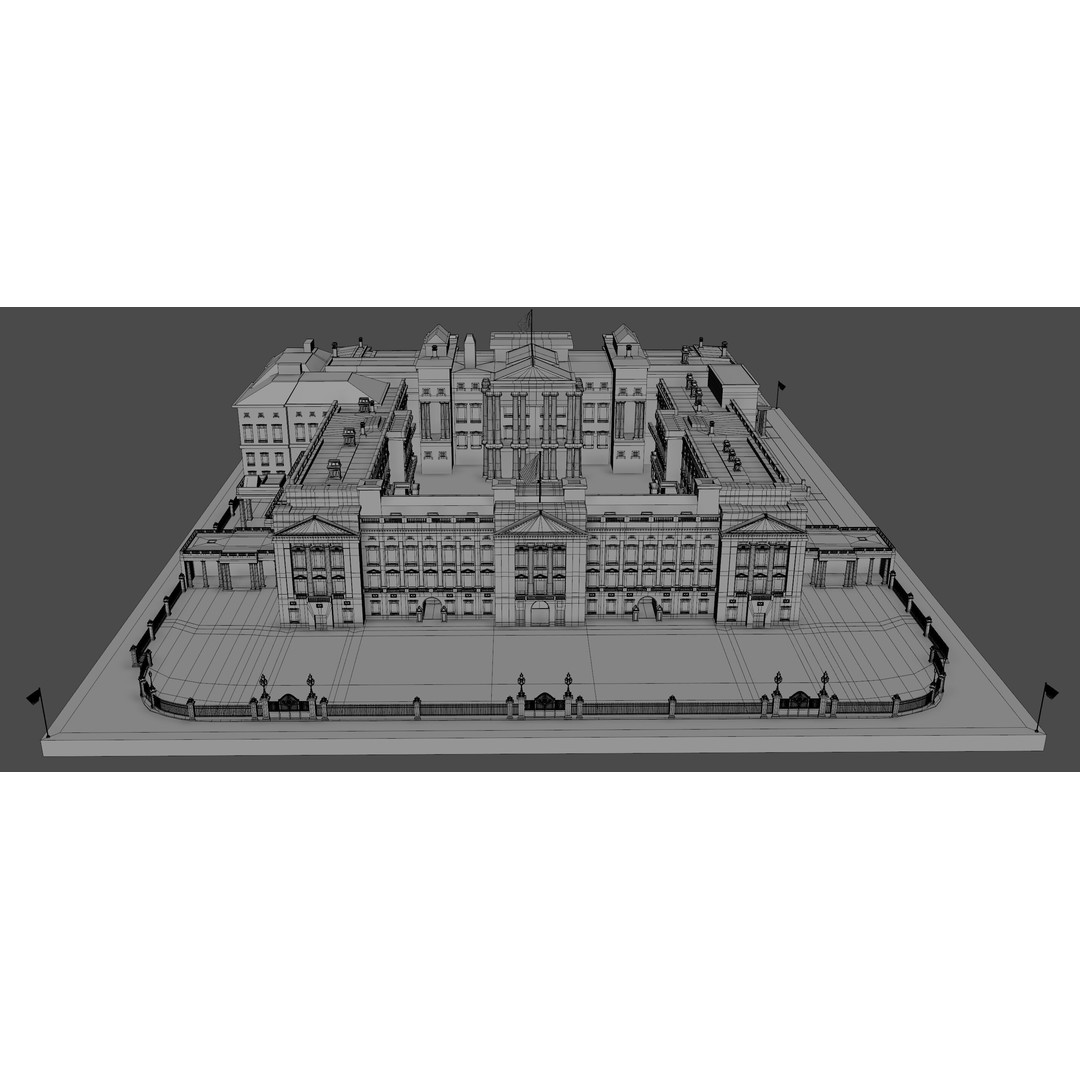 Buckingham Palace 3D Model – Architectural Landmark, FBX, Blender