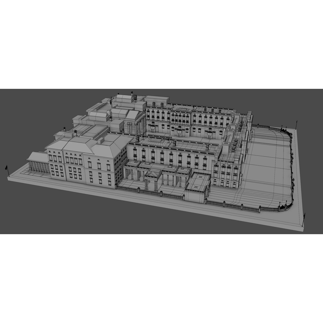 Buckingham Palace 3D Model – Architectural Landmark, FBX, Blender - View 10