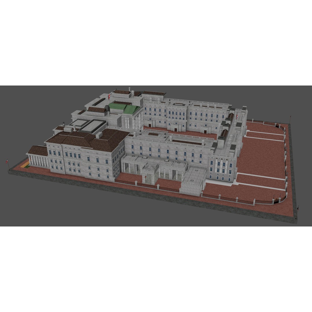 Buckingham Palace 3D Model – Architectural Landmark, FBX, Blender - View 11